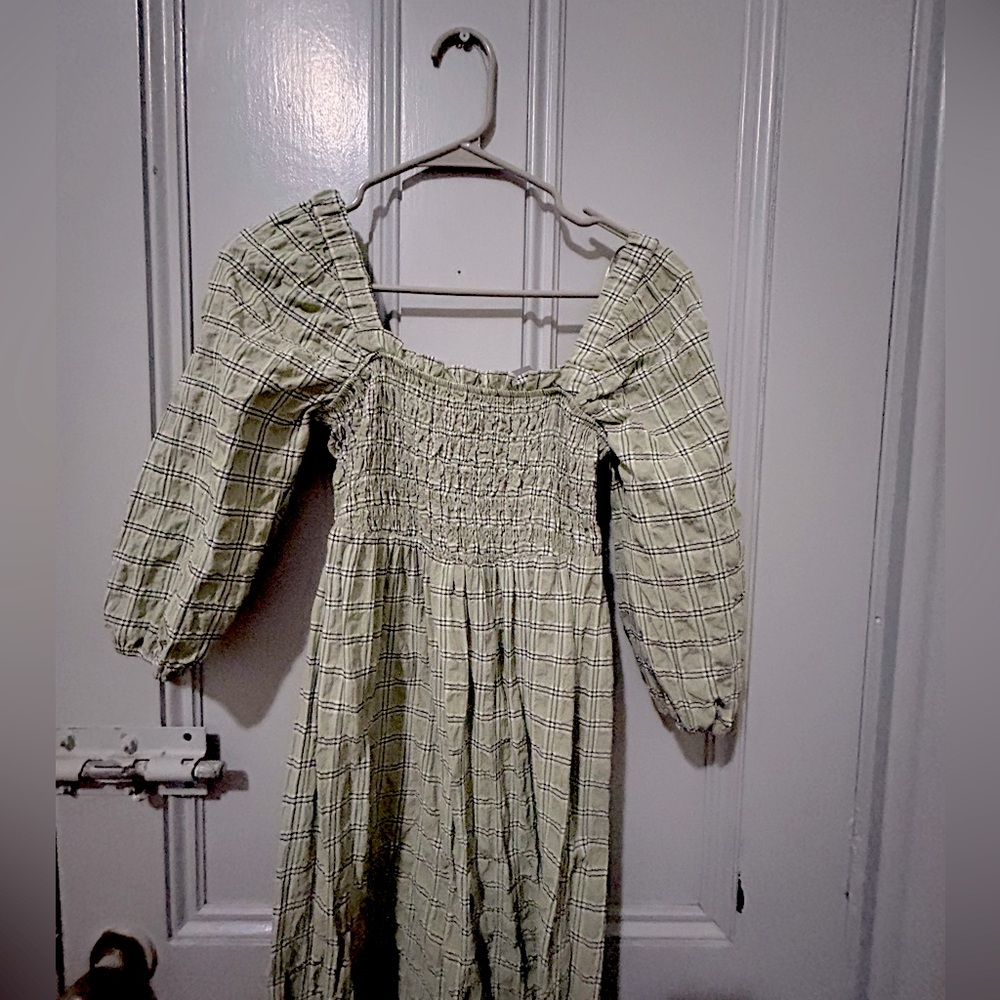 Primark Green Gingham Checked Plaid Maxi Dress